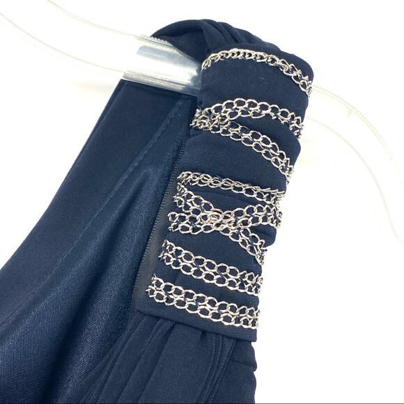 David Meister Full Length Sleeveless Evening Gown Midnight blue Women's Sz 6 - Picture 4 of 14